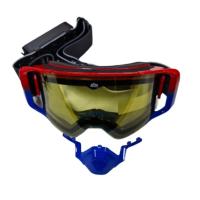 AiM Очки снегоходные с магнитной линзой и подогревом (PRO) 31-107 Accu Heated Red-Blue Glossy в Чебоксарах