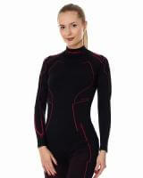 Brubeck Футболка женская длин. рукавом Cooler Черный/Амарант в Чебоксарах