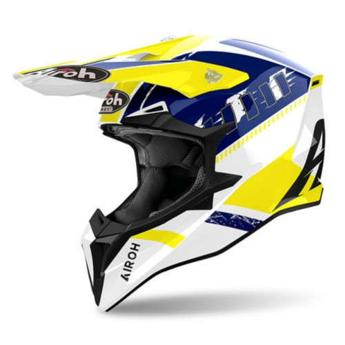 Airoh Мотошлем Wraaap Feel Yellow/Blue Gloss в Чебоксарах