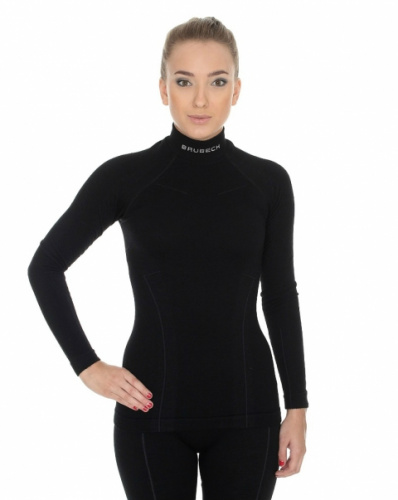 Brubeck Футболка женская дл.рукав Wool Merino 78% Черный в Чебоксарах