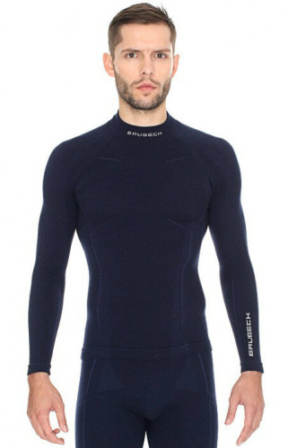 Brubeck Футболка мужская дл.рукав Wool Merino 78% Темно-Синий в Чебоксарах